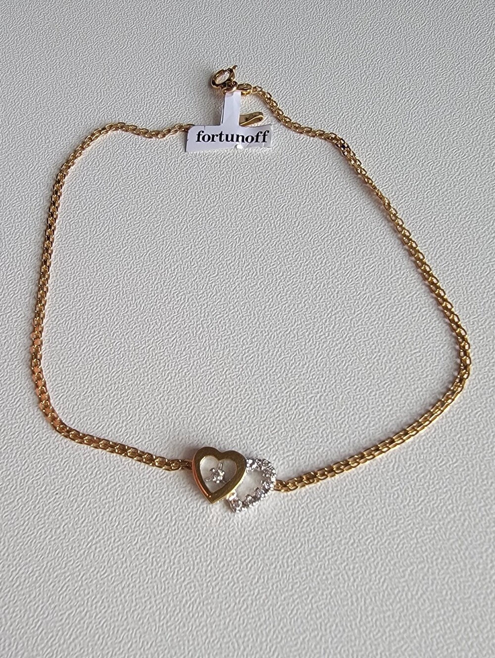 Vintage Fortunoff 14K Yellow Gold Heart Accent Bracelet